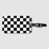 Étiquette À Bagage à damiers carré noir et blanc (Devant Horizontal)