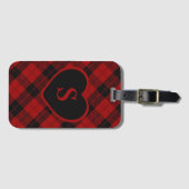Étiquette À Bagage à damiers Monogramme Noël Rouge Buffle Plaid (Devant Horizontal)
