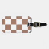 Étiquette À Bagage à damiers Motif en Blanc et Mocha Mousse (Devant horizontal)