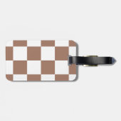 Étiquette À Bagage à damiers Motif en Blanc et Mocha Mousse (Dos horizontal)