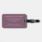 Étiquette À Bagage À damiers noir violet foncé violet customisé (Dos horizontal)