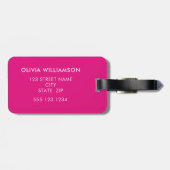 Étiquette À Bagage À damiers rose géométrique (Dos horizontal)