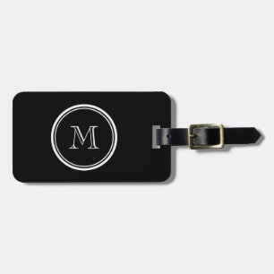 Étiquette À Bagage À extrémité élevé noir initial de monogramme