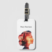 Étiquette À Bagage A fantasy journey on a sailboat at sunset (Devant Vertical)