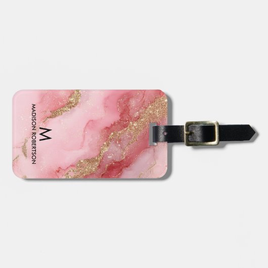 Étiquette À Bagage A luxurious pink marble background (Devant horizontal)
