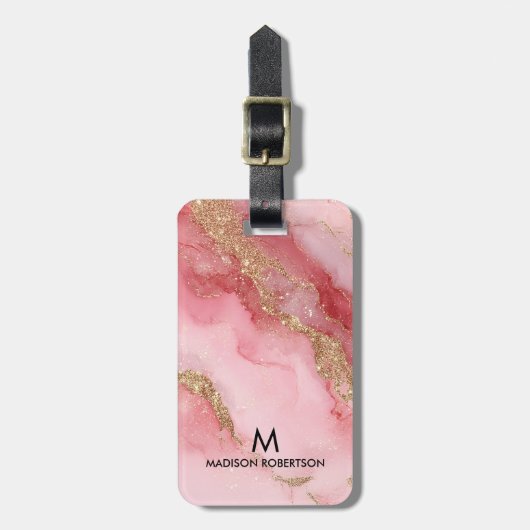 Étiquette À Bagage A luxurious pink marble background (Devant Vertical)