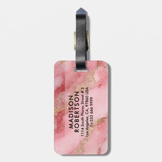 Étiquette À Bagage A luxurious pink marble background (Dos Vertical)
