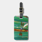 Étiquette À Bagage A teal Eyed Dragonfly with cattails (Devant Vertical)