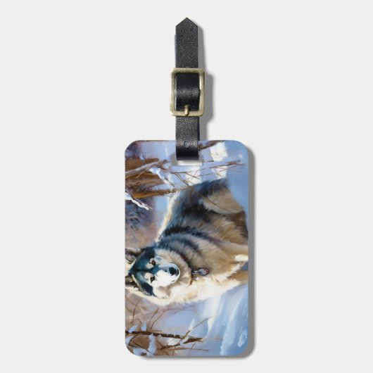 Étiquette À Bagage Aaskan Malamute Laisser Il Neige Noël (Devant Vertical)