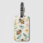 Étiquette À Bagage Abeilles et fleurs - Crème Floral Miel Motif (Devant Vertical)