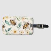 Étiquette À Bagage Abeilles et fleurs - Crème Floral Miel Motif (Devant Horizontal)