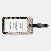 Étiquette À Bagage Abeilles noires et d'or et monogramme d'abeille ro (Dos horizontal)