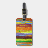 Étiquette À Bagage Abstract art rainbow stripes paint drip (Devant Vertical)
