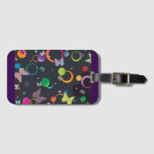 Étiquette À Bagage Abstract Butterflies and Geometric Circles Pattern (Devant Horizontal)