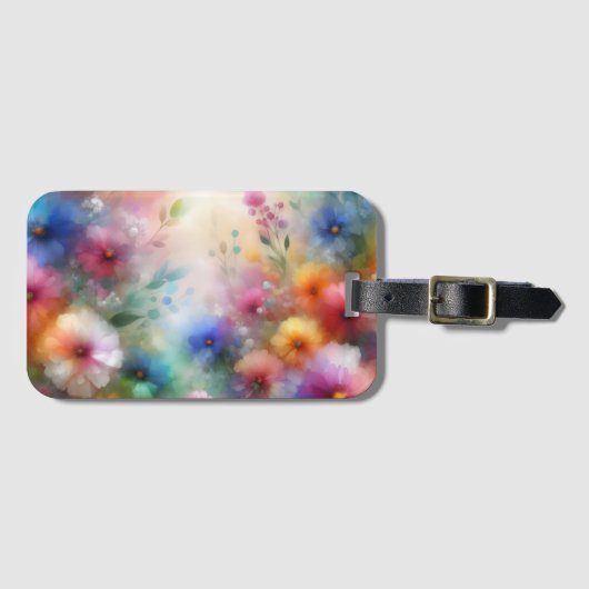 Étiquette À Bagage Abstract Floral in Watercolor Style (Devant Horizontal)