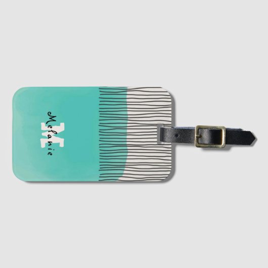 Étiquette À Bagage Abstract minimal style sketched trendy Monogram (Devant Horizontal)