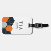 Étiquette À Bagage Abstract Orange-Black Geometric Background (Devant horizontal)