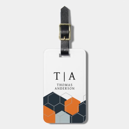 Étiquette À Bagage Abstract Orange-Black Geometric Background (Devant Vertical)
