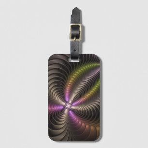 Étiquette À Bagage Abstrait brillant Trippy coloré 3D Fractal Art
