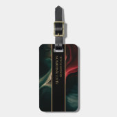 Étiquette À Bagage Abstrait Luxe noir vert Voyage professionnel (Devant Vertical)