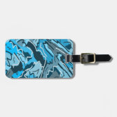 Étiquette À Bagage Abstrait marbré bleu Icy (Devant horizontal)