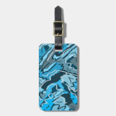 Étiquette À Bagage Abstrait marbré bleu Icy (Devant Vertical)