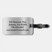 Étiquette À Bagage Abstrait métal argenté pour hommes (Dos horizontal)