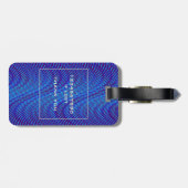 Étiquette À Bagage Abstrait & moderne Blue Moiré Effet Cool personnal (Dos horizontal)
