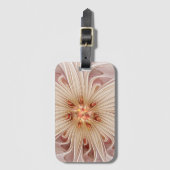 Étiquette À Bagage Abstrait Moderne Peach Pastel Flower Fractal Art (Devant Vertical)