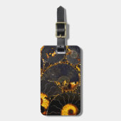 Étiquette À Bagage Abstrait Nautilus motif jaune or (Devant Vertical)