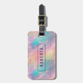 Étiquette À Bagage Abstrait Pastel Parties scintillant Motif sans cou (Devant Vertical)