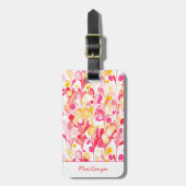 Étiquette À Bagage Abstrait Retro Marble rose Personnalisé (Devant Vertical)