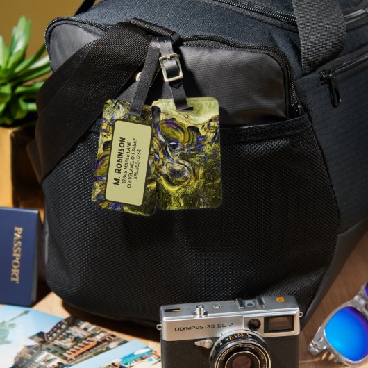 Étiquette À Bagage Abstrait vert olive Avignon personnalisé (Recto & Verso)