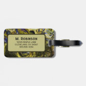 Étiquette À Bagage Abstrait vert olive Avignon personnalisé (Dos horizontal)