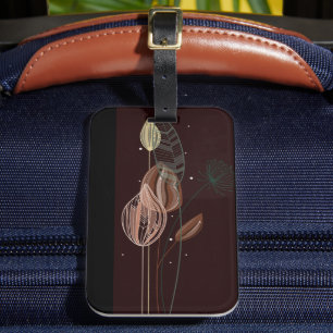 Étiquette À Bagage Abstraites Tulipes roses et d'or minimaliste Botan