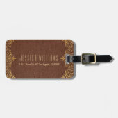 Étiquette À Bagage Accents de dentelle en cuir Brown (Devant horizontal)