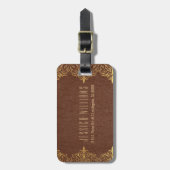Étiquette À Bagage Accents de dentelle en cuir Brown (Devant Vertical)