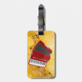 Étiquette À Bagage Accordéon rouge et notes musicales (Dos Vertical)