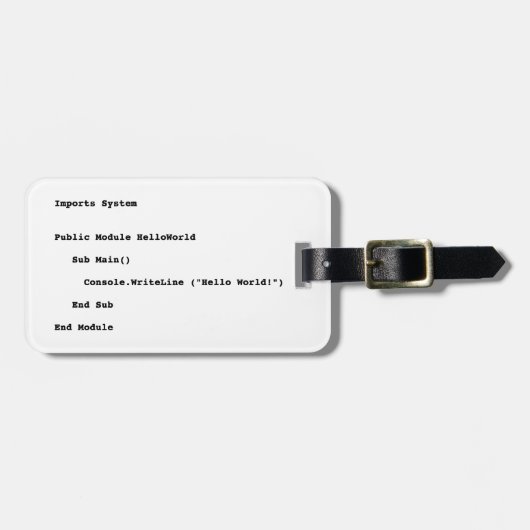 Étiquette À Bagage Accueil du monde de Visual Basic Hello (Devant horizontal)