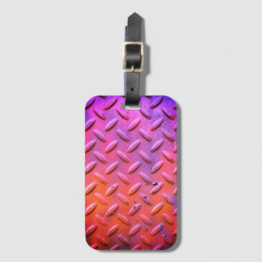 Étiquette À Bagage Acier en tôle de diamant violet et orange (Devant Vertical)