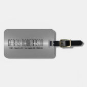 Étiquette À Bagage Acier inoxydable métallique monogramme 2 (Devant horizontal)