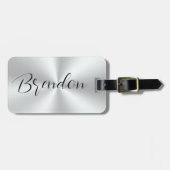 Étiquette À Bagage Acier inoxydable Texture métallique Image Texte pe (Devant horizontal)