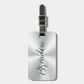 Étiquette À Bagage Acier inoxydable Texture métallique Image Texte pe (Devant Vertical)