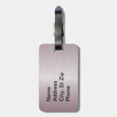 Étiquette À Bagage Acier rose de brosse et copie noire (Dos Vertical)