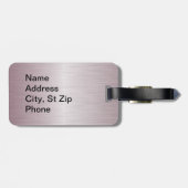 Étiquette À Bagage Acier rose de brosse et copie noire (Dos horizontal)