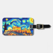 Étiquette À Bagage Acropole nocturne étoilée Athènes Grèce (Devant horizontal)