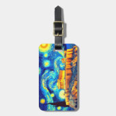 Étiquette À Bagage Acropole nocturne étoilée Athènes Grèce (Devant Vertical)