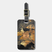 Étiquette À Bagage Acrylique peinture abstraite cuivre noir monogramm (Devant Vertical)