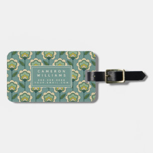 Étiquette À Bagage Additionnez votre nommé Teal et motif floral