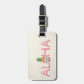 Étiquette À Bagage Adorable Aloha Hawaiian ananas rayé (Devant Vertical)